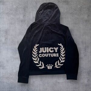 Vintage Juicy Couture Bling Crown Y2K 2000s Velour Hoodie Jacket Large L